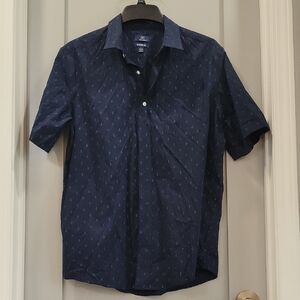 George Men's Dark Blue Patterned Short Sleeve Shirt